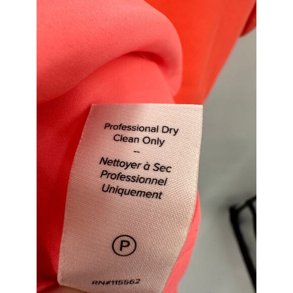 CINQ A SEPT NWT Imogen Short Sleeve Crepe Side Ruched Dress in Hot Coral //  2 - Picture 13 of 13